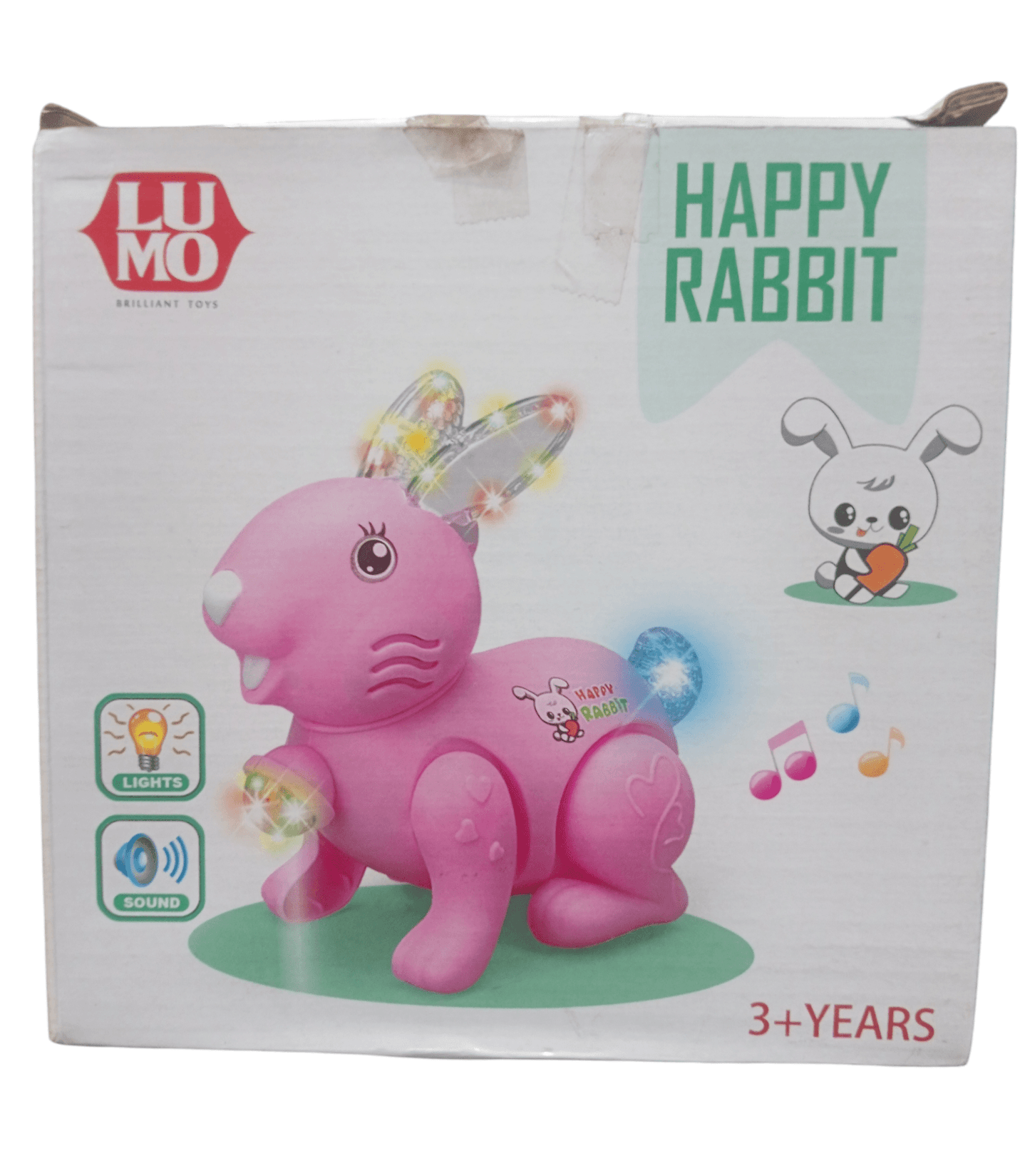 Happy Rabbit musical toy pink rabbit with lights and sound for children ages 3 and up