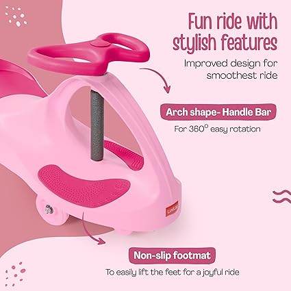 LuvLap Sunshine Swing Car, Magic Car, Kids Push Car, Swing Car for Kids, Comfortable Seats & Durable, Baby Car, Magic Toy Car, Kids Swing Car, Ride On Car, Kids Car, 3+ Years, Pink - T-Rex the toyland Sitamarhi