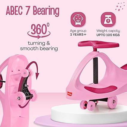 LuvLap Sunshine Swing Car, Magic Car, Kids Push Car, Swing Car for Kids, Comfortable Seats & Durable, Baby Car, Magic Toy Car, Kids Swing Car, Ride On Car, Kids Car, 3+ Years, Pink - T-Rex the toyland Sitamarhi