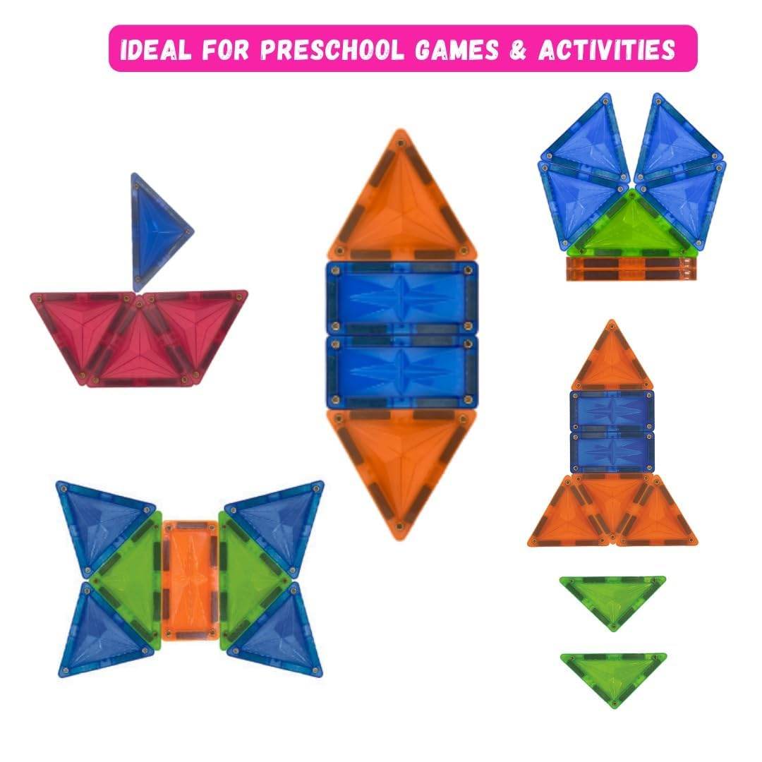 Magnetix - 1 Magnetic Tiles Construction Set for Kids | STEM Educational Building Blocks for Toddlers | 3D Magnet Blocks for Creative Play | Safe & Durable Toy for Boys & Girls (8 Pcs, - T-Rex the toyland Sitamarhi