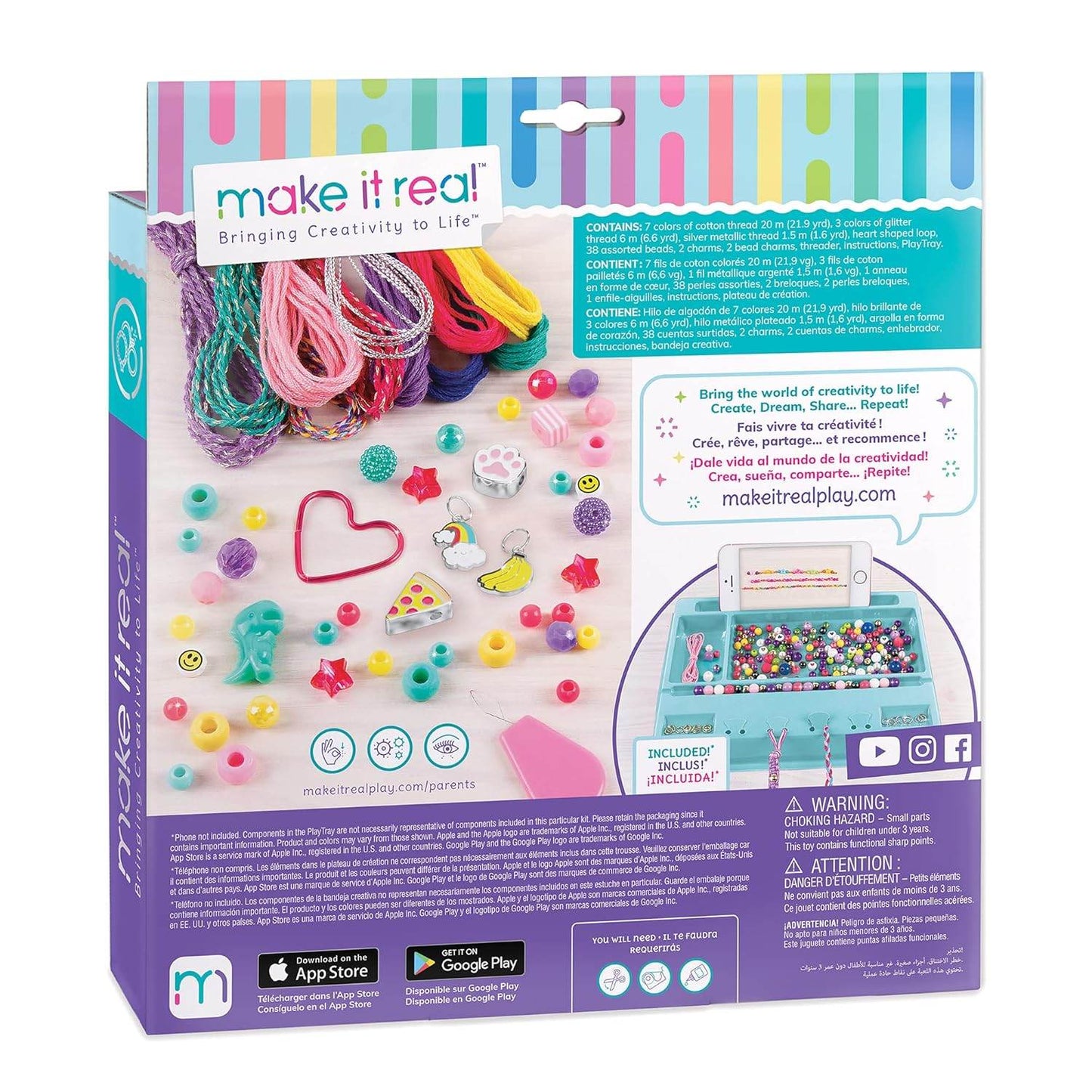 DIY charm bracelet kit for kids with colorful threads and various beads by T-Rex the toyland Sitamarhi