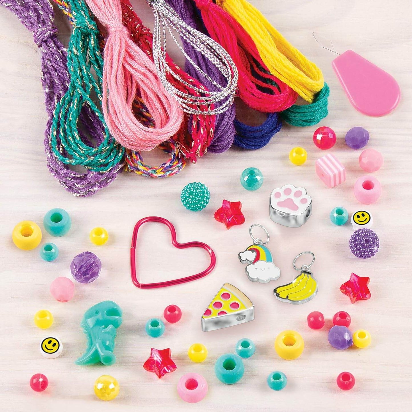 Colorful beads and charms with threads for DIY charm bracelet kit for kids from T-Rex the toyland Sitamarhi