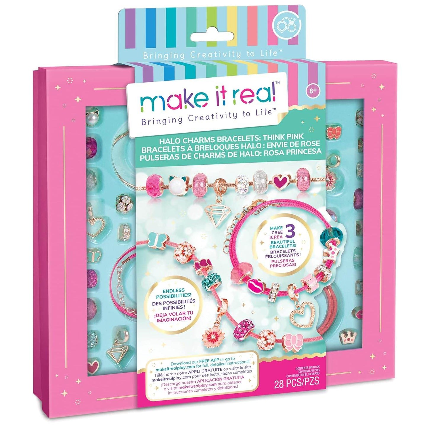 DIY charm bracelet kit for kids by T-Rex the toyland Sitamarhi with 28 pieces and colorful beads
