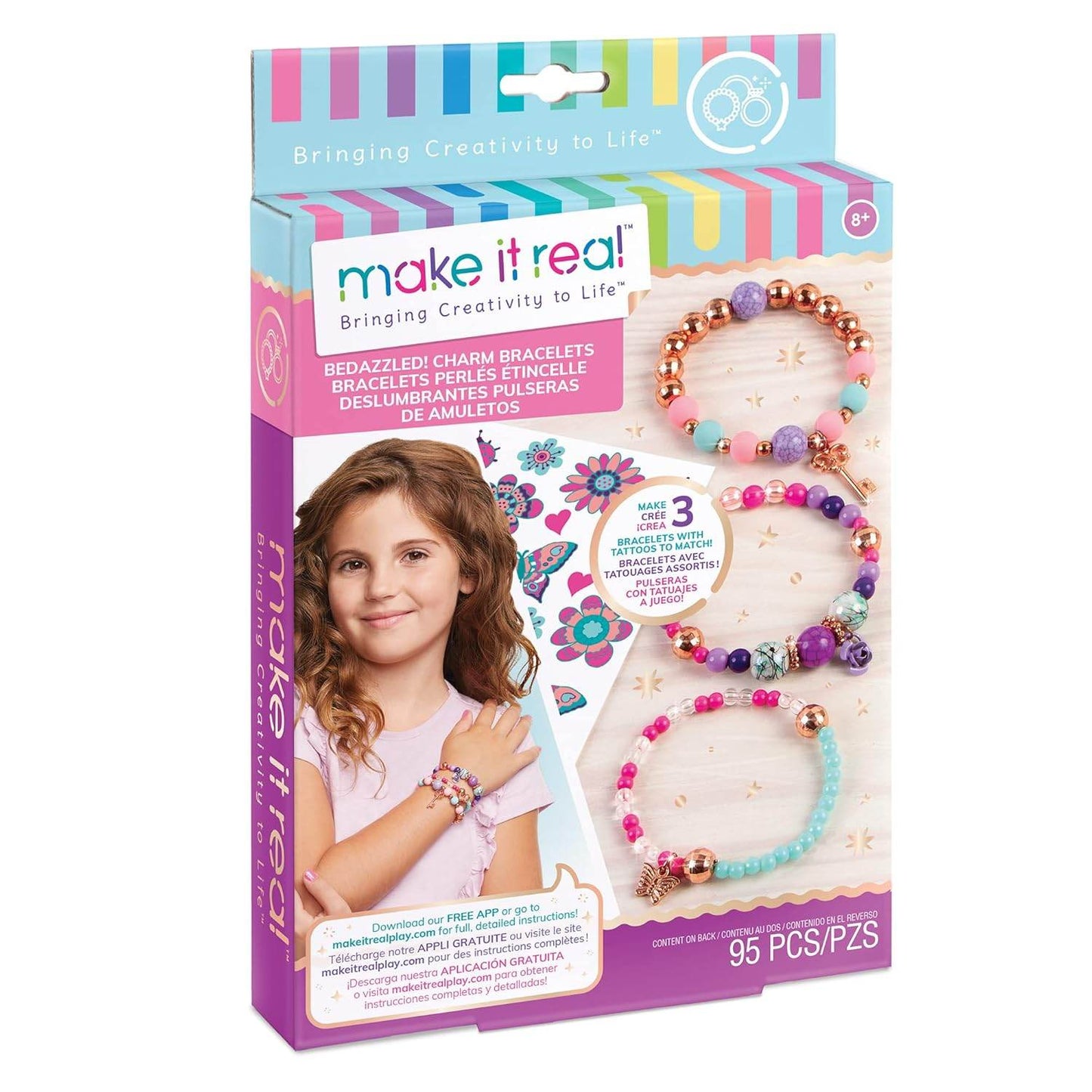DIY jewelry kit for girls with colorful beads and charms to create charm bracelets by T-Rex the toyland Sitamarhi