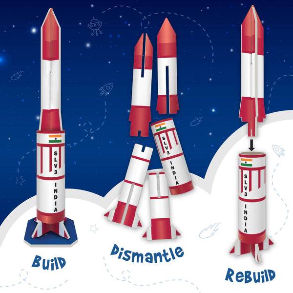 Educational solar system toys rocket model kit showing build dismantle and rebuild steps
