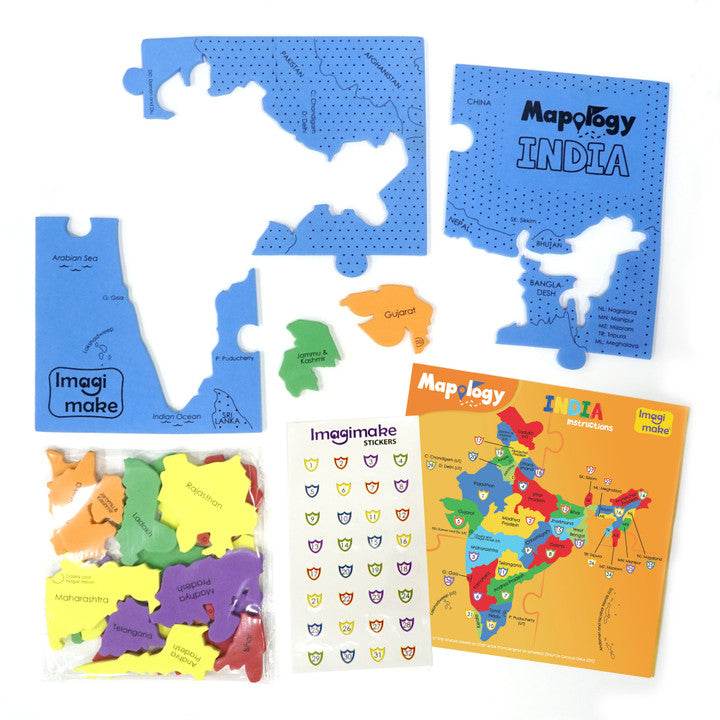 India map puzzle for kids with colorful state pieces and educational stickers by T-Rex the toyland Sitamarhi