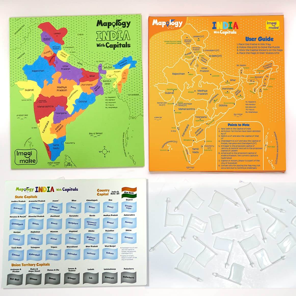India map puzzle for kids with colorful state pieces and capitals by T-Rex the toyland Sitamarhi