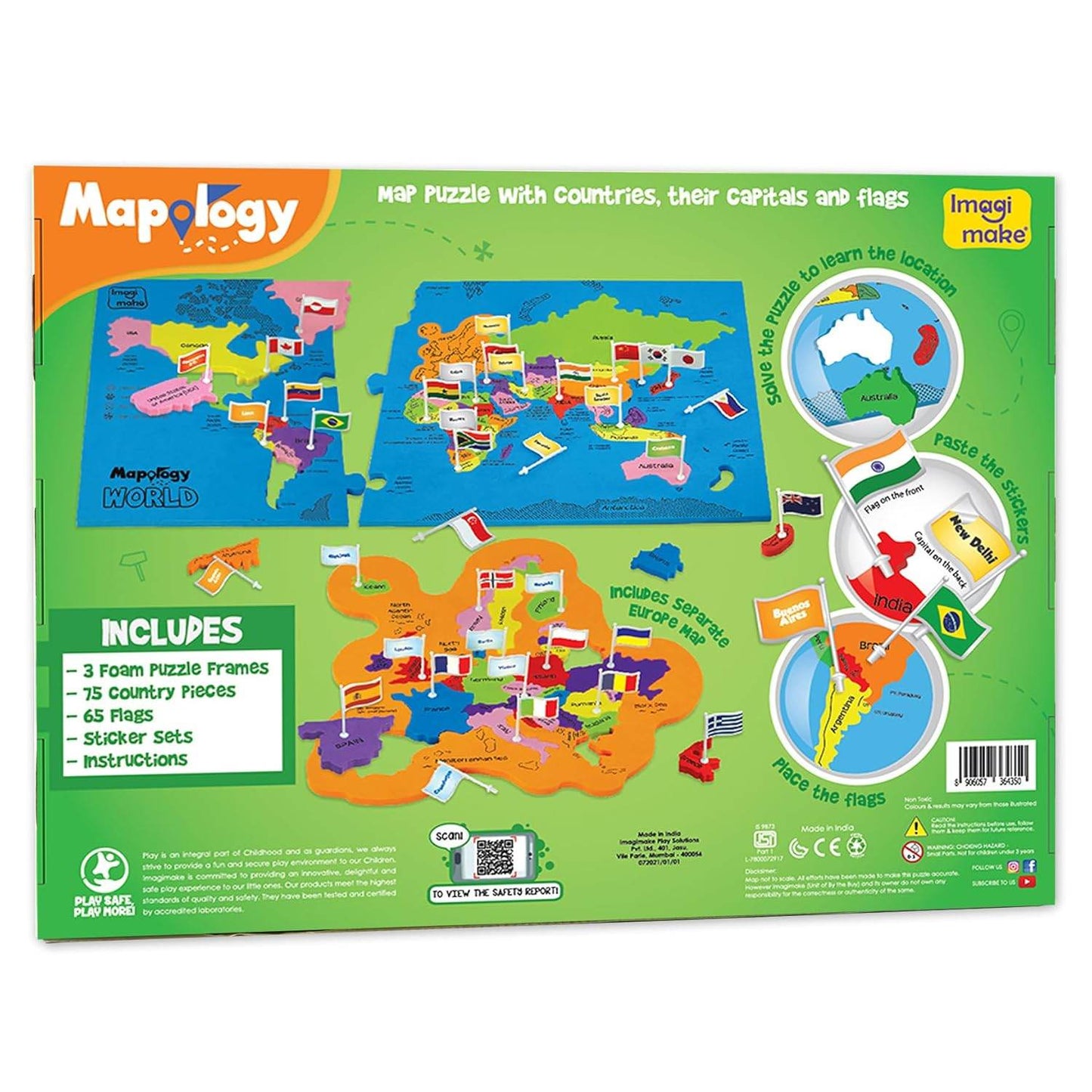 Mapology world flags and capitals game educational puzzle with countries, flags, and capitals pieces