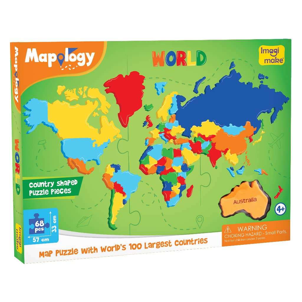 Colorful world map jigsaw puzzle for kids with country-shaped pieces by T-Rex the toyland Sitamarhi