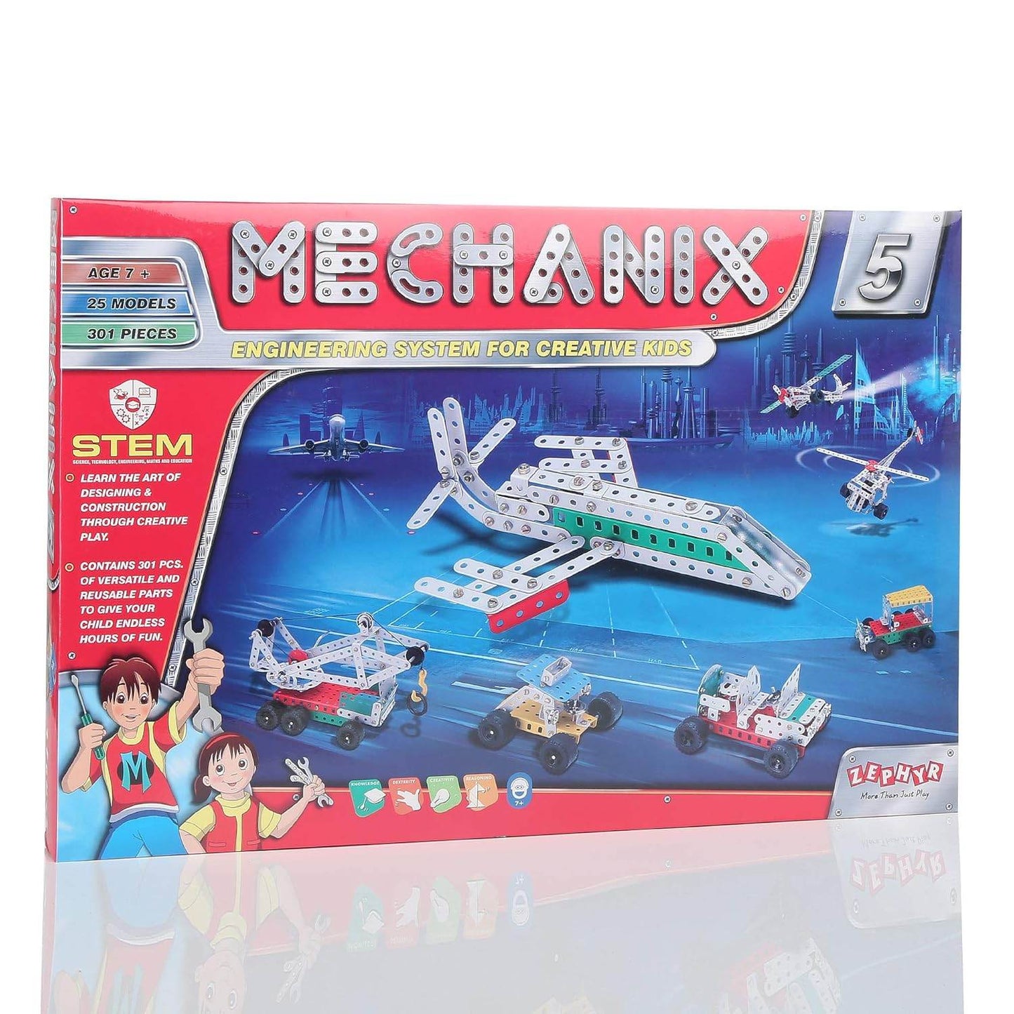 Mechanix 5 construction toy kit with 301 pieces and 25 models for creative STEM learning
