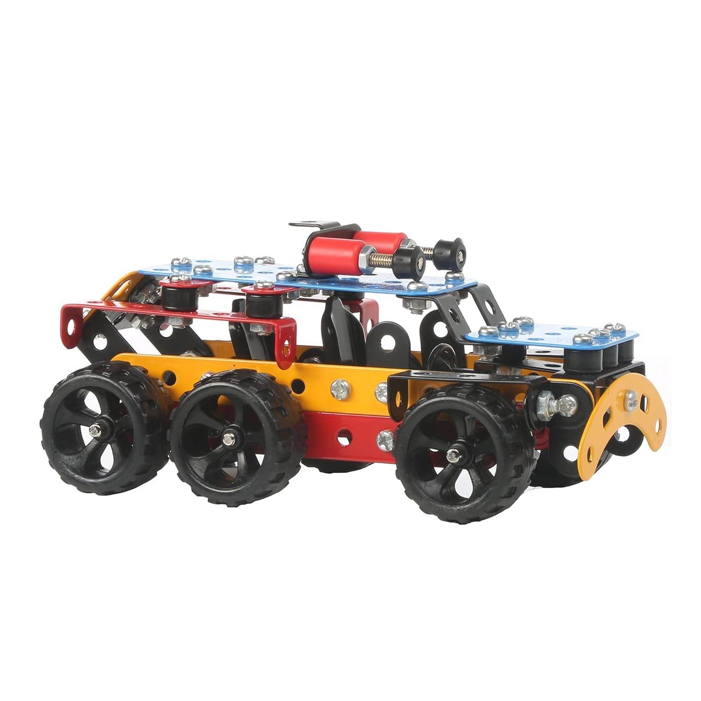 Mechanix Advance STEM toy vehicle model with black wheels and colorful metal parts from T-Rex the toyland Sitamarhi