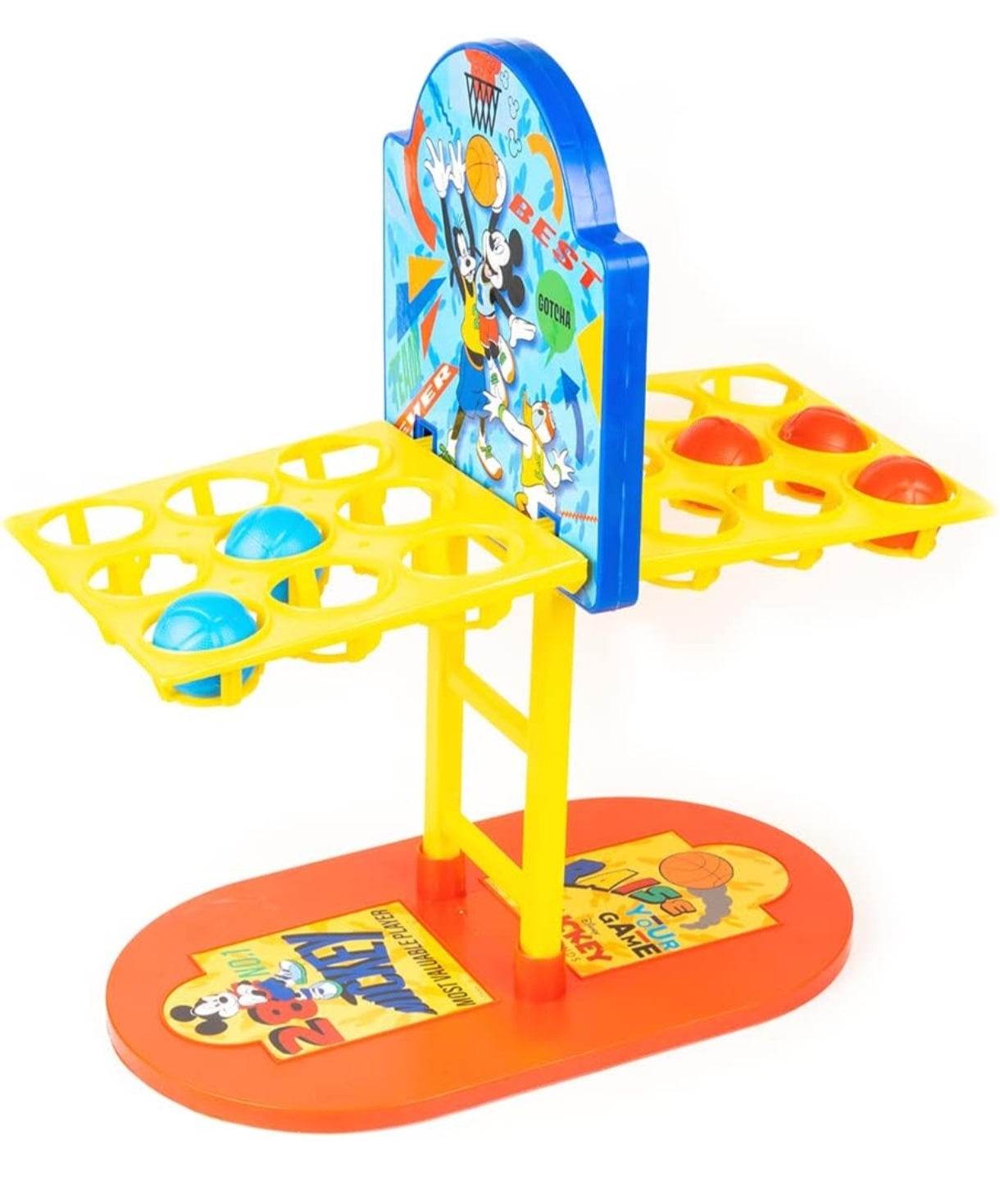Mickey and Friends tabletop basketball game with colorful plastic design and character graphics
