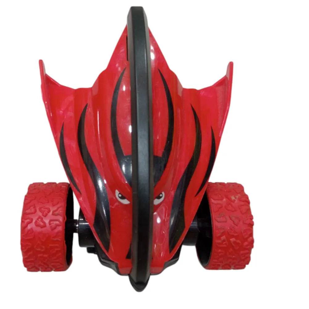 Red and black monster truck car for kids with large textured wheels and aggressive design