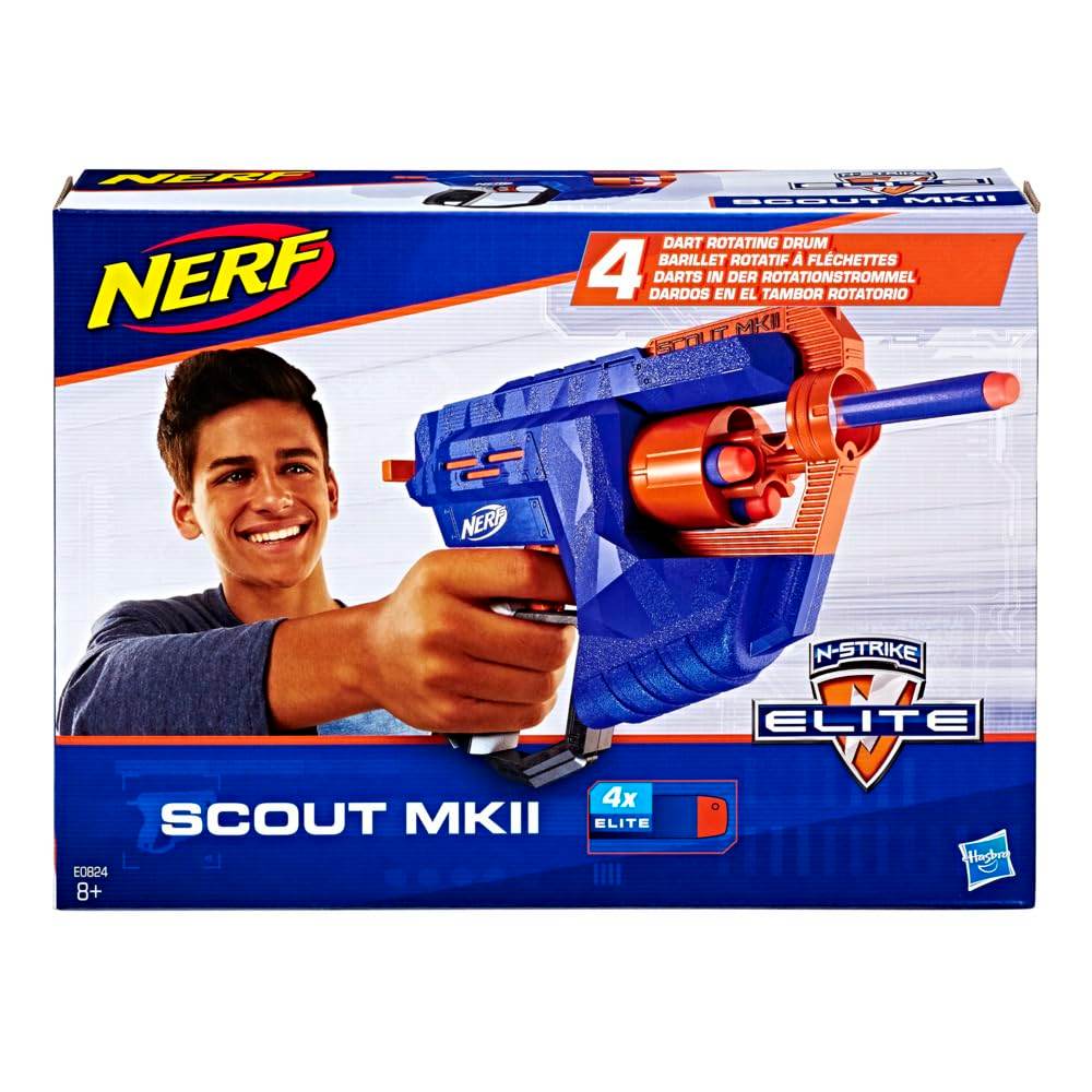 Nerf Scout MKII blaster with 4 dart rotating drum from best Nerf toys for kids collection