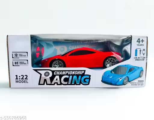 Boxed remote control cars with red and blue models