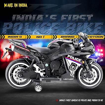 Parultoys R1 Police Sports Ride on Battery Bike for 3-7 Years Kids/Children/Toddlers/Boys/Girls with 12V Battery Operated/Music System/Working... - T-Rex the toyland Sitamarhi