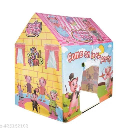 Colorful Peppa Pig play tent house with party-themed design and character prints for kids