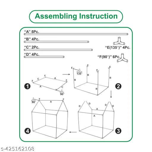 Assembling instruction diagram for Peppa Pig play tent house showing parts and steps
