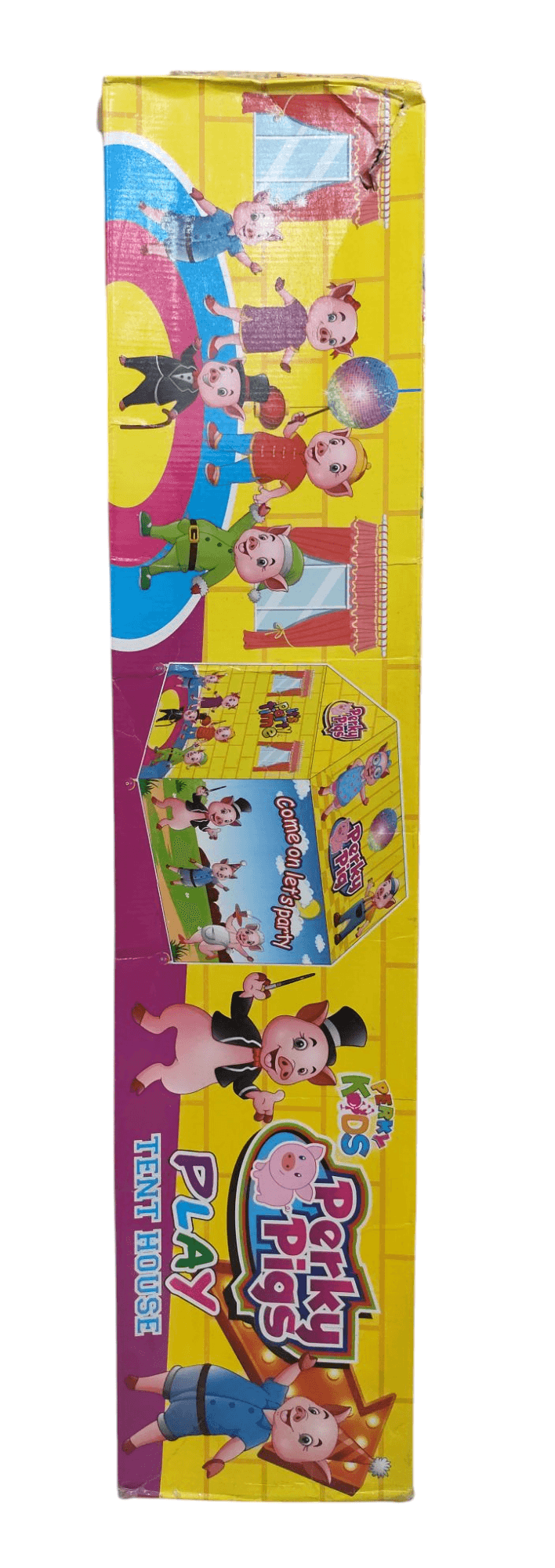 Peppa Pig play tent house packaging with colorful cartoon characters and playhouse graphics