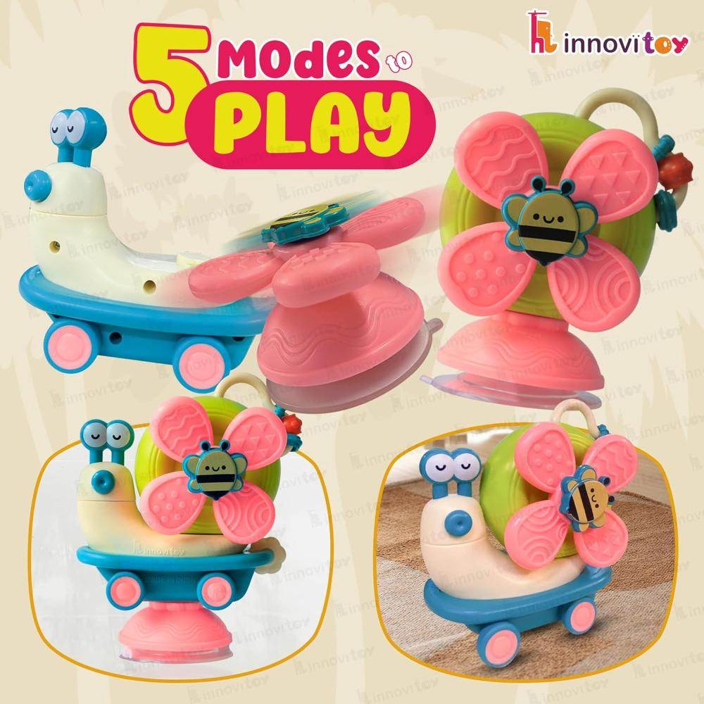 Play Nation Premium 5 in 1 Power Windmill Snail Toy for Babies |Activity Toys for Toddlers |Montessori Sensory Development Toy for Newborns |Convertible Push &Go Toy for Baby Boys/Girls |BIS Certified - T-Rex the toyland Sitamarhi