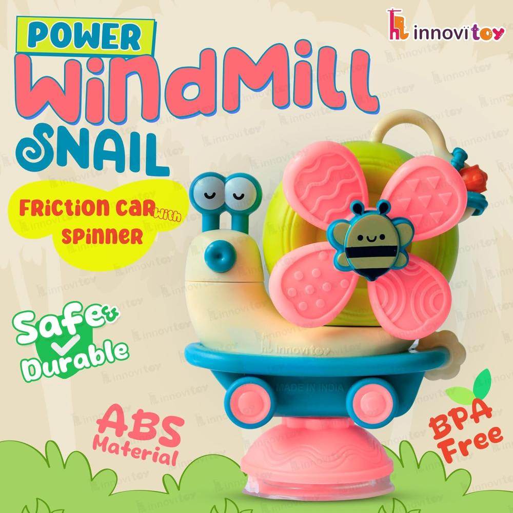 Play Nation Premium 5 in 1 Power Windmill Snail Toy for Babies |Activity Toys for Toddlers |Montessori Sensory Development Toy for Newborns |Convertible Push &Go Toy for Baby Boys/Girls |BIS Certified - T-Rex the toyland Sitamarhi