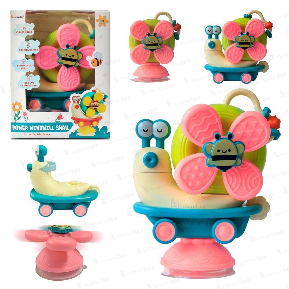 Play Nation Premium 5 in 1 Power Windmill Snail Toy for Babies |Activity Toys for Toddlers |Montessori Sensory Development Toy for Newborns |Convertible Push &Go Toy for Baby Boys/Girls |BIS Certified - T-Rex the toyland Sitamarhi