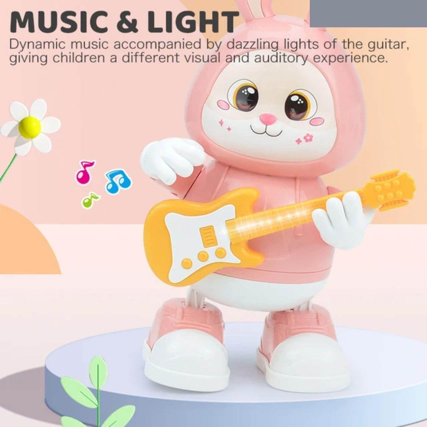 Rabbit Guitarist Toy, Easter Glow Musical Bunny, Electric Rabbit Toys, Sensing Interactive Walking Dancing Toy with Music Sounds & Lights, Easter Gift... - T-Rex the toyland Sitamarhi