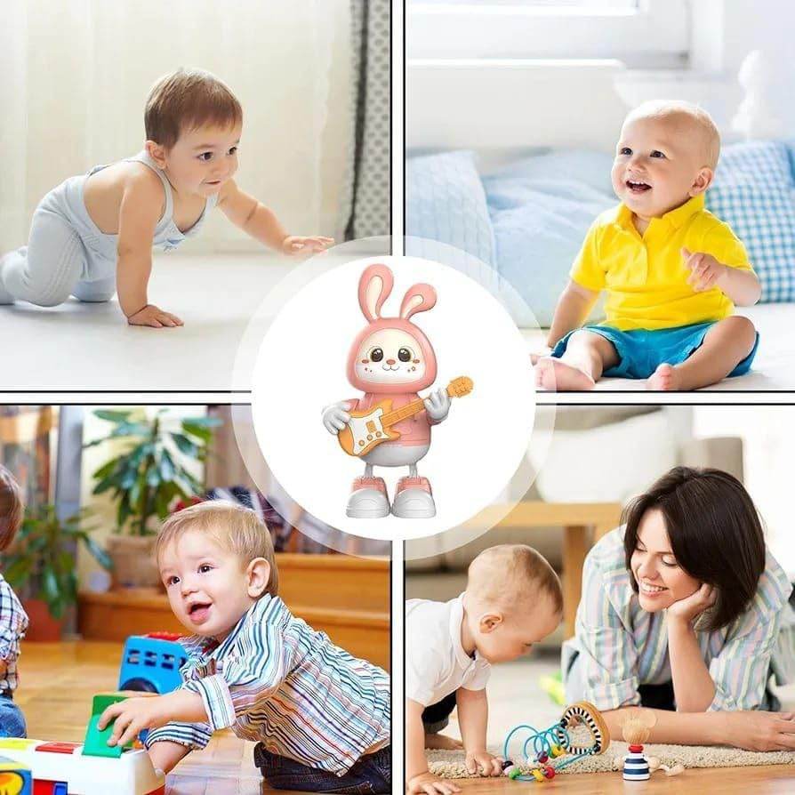 Rabbit Guitarist Toy, Easter Glow Musical Bunny, Electric Rabbit Toys, Sensing Interactive Walking Dancing Toy with Music Sounds & Lights, Easter Gift... - T-Rex the toyland Sitamarhi