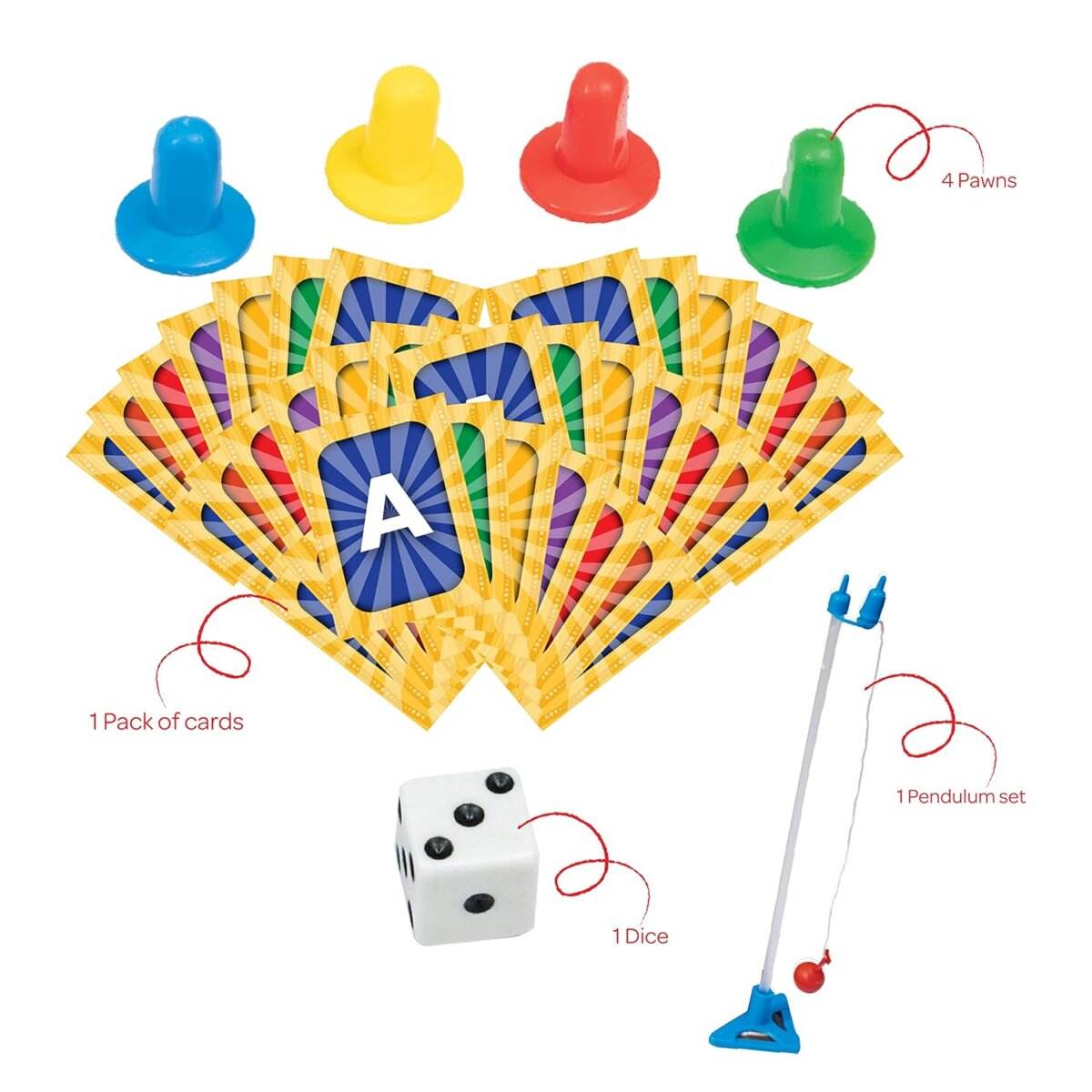 Junior picnic board game for kids with colorful pawns cards dice and pendulum set by Prem Ratna