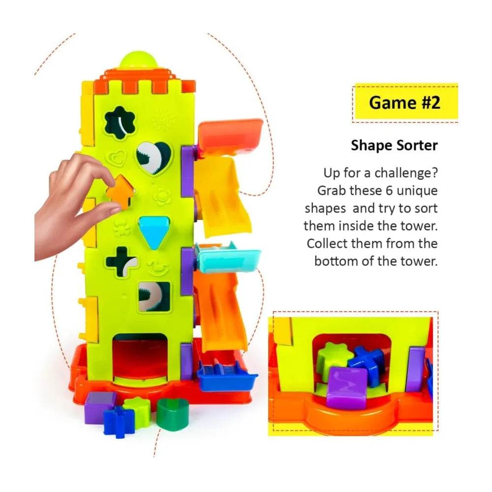 Ratna's Activity Tower 5 in 1 for Kids 1+ Year with Car Race, Shape Sorter, Tumbling Panda, Wheel Slider and Hammering Fun Activities for Toddlers - T-Rex the toyland Sitamarhi