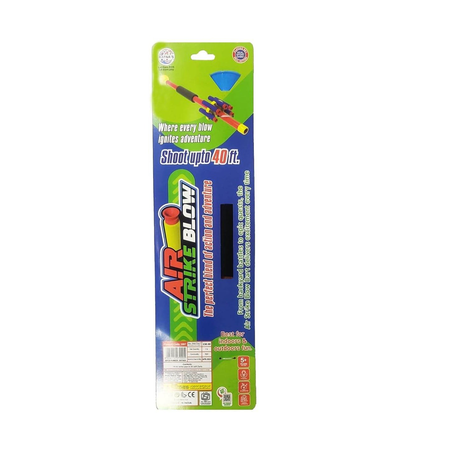 Ratna's Air Strike Blow 10 Soft Foam Bullets Darts Shoots Upto 40 Feet for Indoor & Outdoor Fun Toys for Kids - T-Rex the toyland Sitamarhi