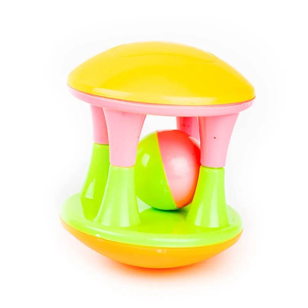 Colorful plastic baby rattle toy with yellow, pink, green, and orange parts for baby rattle gift set