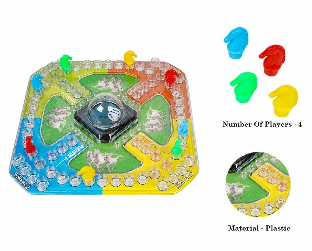 Bubble Trouble board game for kids with colorful plastic pieces and dice for four players