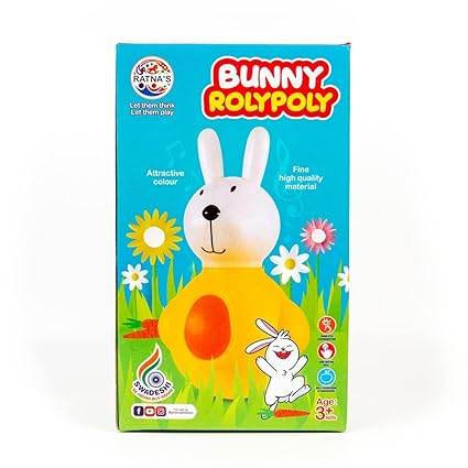 Ratna's Bunny Roly Poly Push and Shake Wobbling Bell Sounds Musical Rattling Toy for Infants (Multicolour) - T-Rex the toyland Sitamarhi