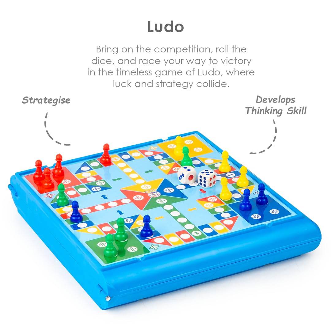 11 in 1 board games set featuring a colorful Ludo game board with dice and playing pieces
