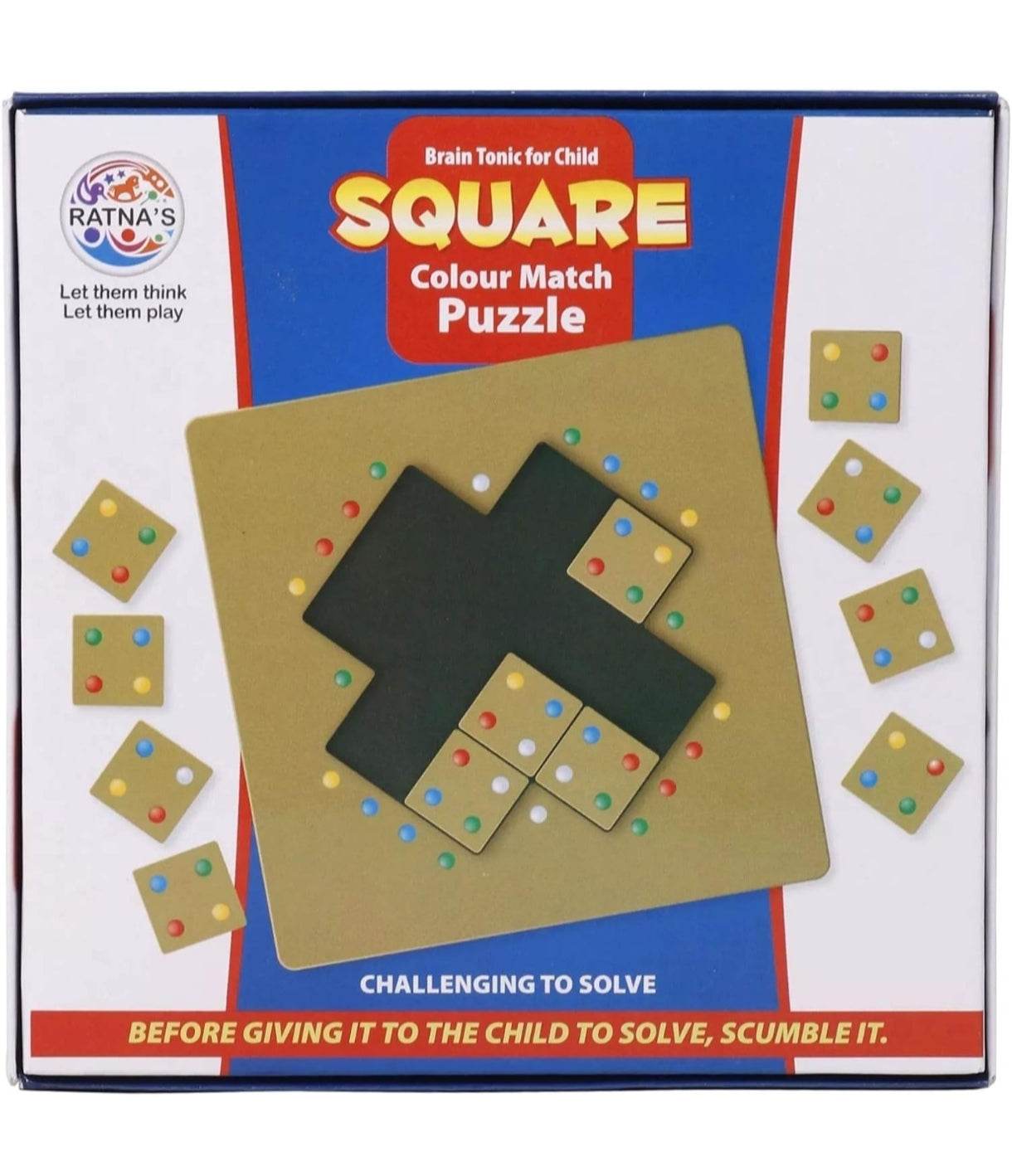Square color match puzzle for kids by T-Rex the toyland Sitamarhi with wooden pieces and colorful dots
