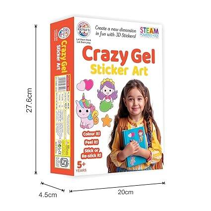 RATNA'S Crazy Gel Sticker Art Unicorn & Mermaid for Creating Vibrant, Reusable 3D Stickers, DIY Kit for Kids 5+ Years - T-Rex the toyland Sitamarhi
