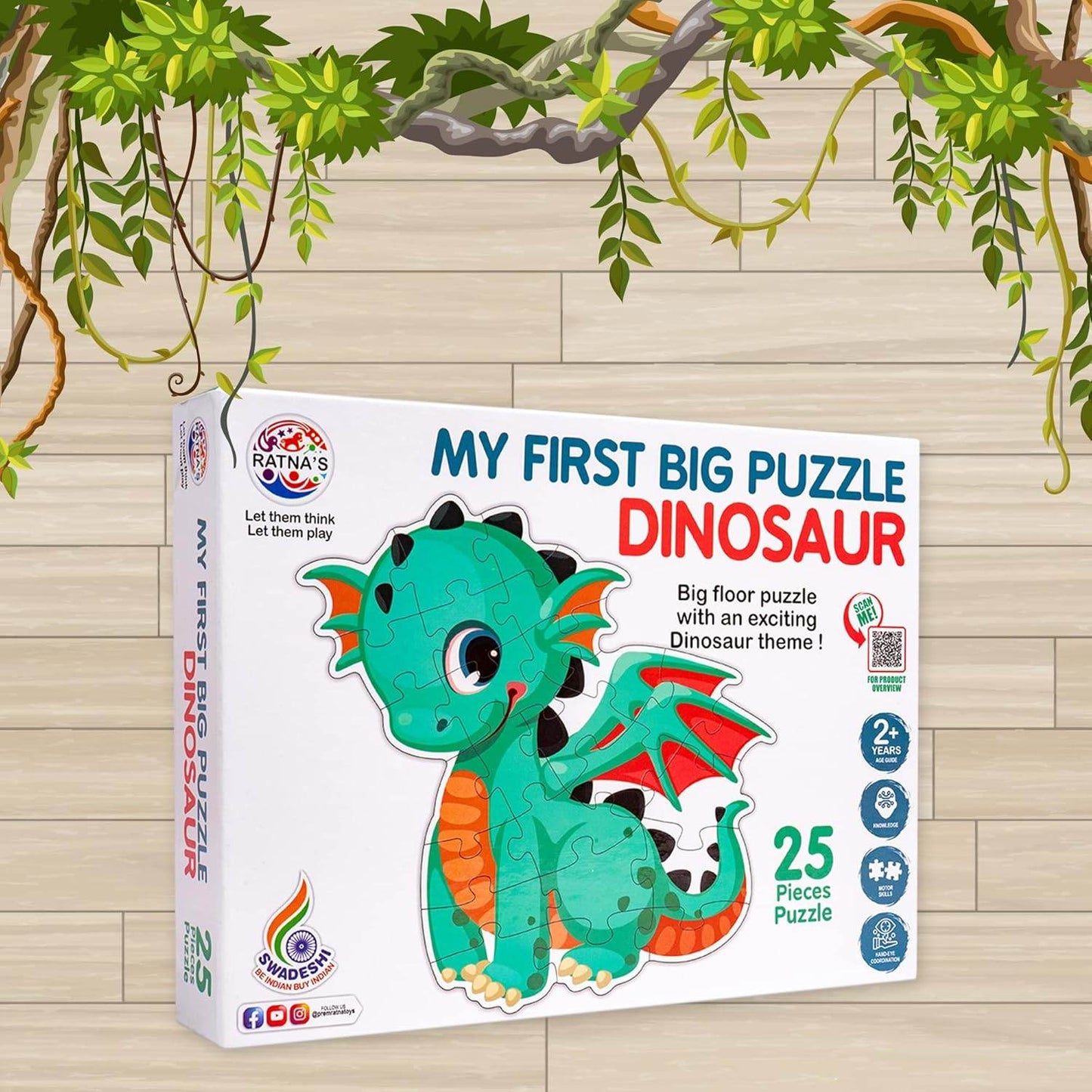 My First Big Puzzle Dinosaur box featuring a dinosaur jigsaw puzzle for kids with 25 pieces