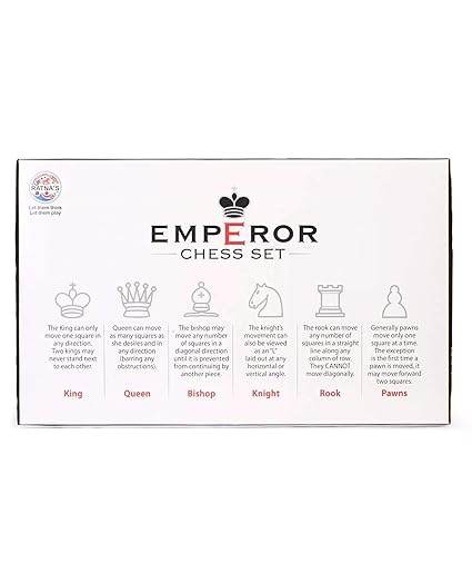Ratna's Emperor Chess Set Board Game with Folding Chess Board and Black & White Chessmen's for Kids & Adults - T-Rex the toyland Sitamarhi
