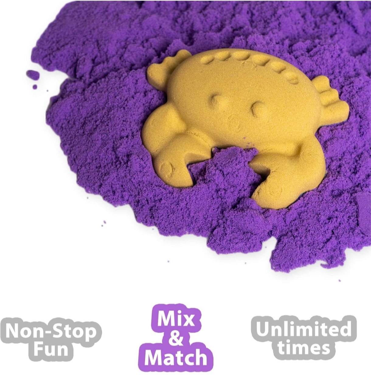 Ratna's Fantasy Sand 500 Grams Pink Colour with Inflatable Tray, 1 Big Mould, 6 Small Moulds & 1 Toy Plastic Knife | Smooth, Non Sticky Kinetic Sand Set for Kids - T-Rex the toyland Sitamarhi