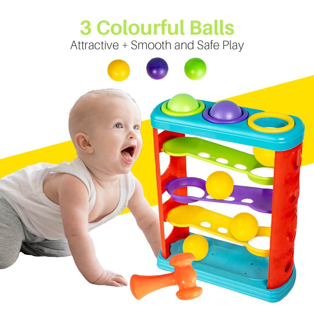 Prem Ratan hammer ball toy for toddlers with colorful balls and hammer for safe play