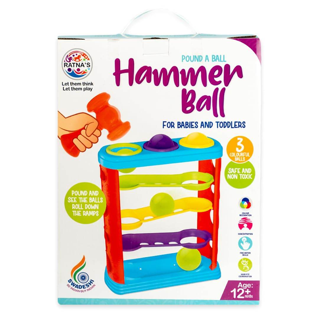 Prem Ratan hammer ball toy for toddlers with colorful ramps and balls for ages 12 months and up