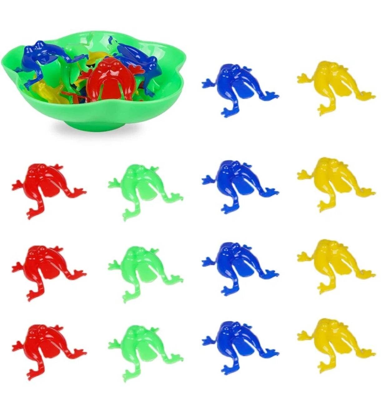 Colorful plastic frogs and green lily pad game base for jumping frog board game by T-Rex the toyland Sitamarhi