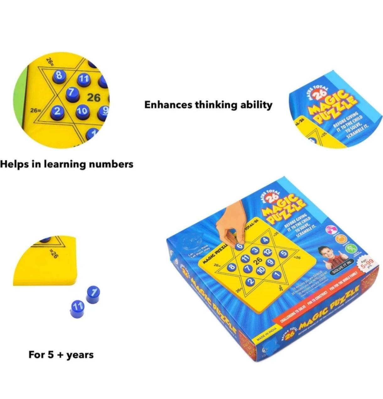 T-Rex the toyland kids math puzzle toy with yellow magic puzzle board and number pieces for children 5 years and older