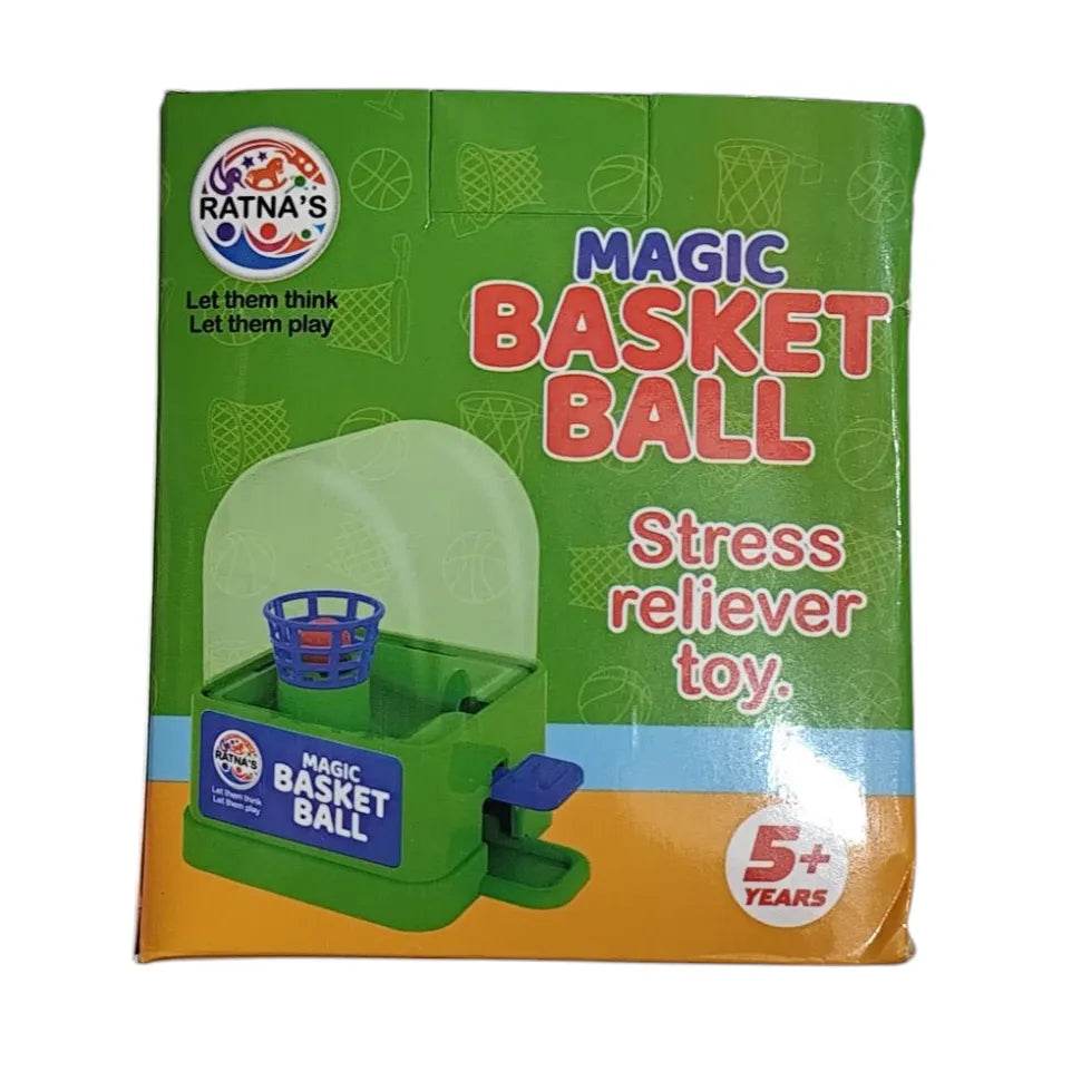 Magic basketball toy for kids stress reliever with green mini basketball hoop and launcher