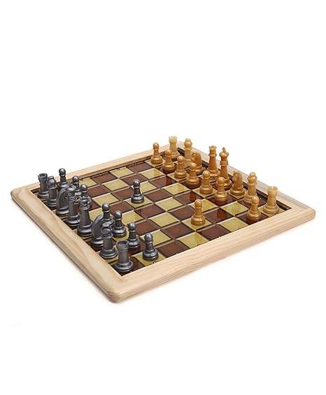 Prem Ratna magnetic wooden chess and ludo set showing wooden chessboard with magnetic chess pieces arranged for play