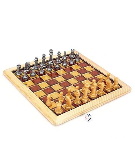 Prem Ratna magnetic wooden chess and ludo set with wooden chessboard and metal chess pieces included