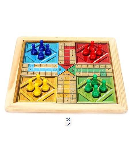 Prem Ratna magnetic wooden chess and ludo set with colorful pawns and wooden board