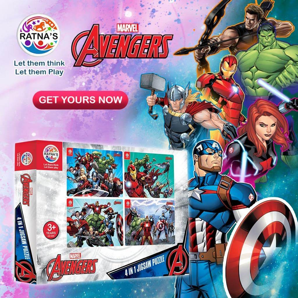 Prem Ratna Marvel Avengers puzzle 140 pieces 4 in 1 jigsaw puzzle set with superhero characters