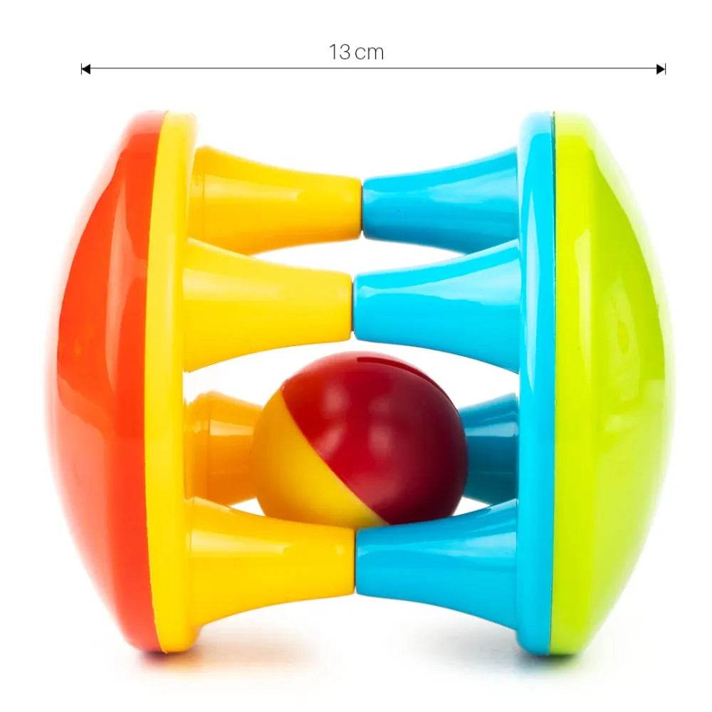 Ratnas musical roller for babies colorful plastic baby toy with red and yellow ball inside